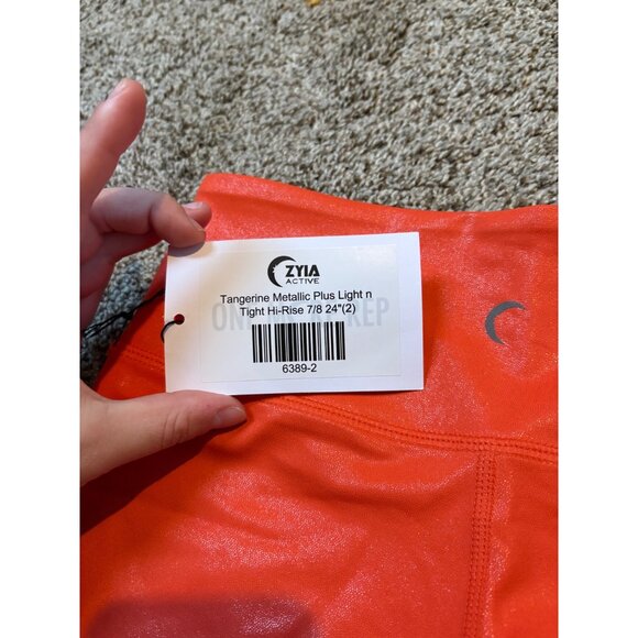 NEW Zyia Tangerine Metallic Plus Light n Tight High-Rise 7/8 24” Leggings Size 2 - Picture 11 of 11